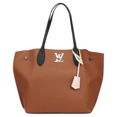 Louis Vuitton Caramel, Black & White Calfskin Leather Lockme Go Tote