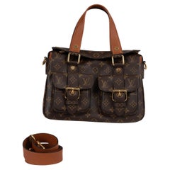 LOUIS VUITTON Borsa MANHATTAN NM in tela Monogram marrone caramello