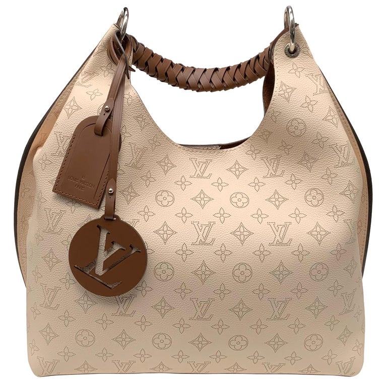 Louis Vuitton Carmel Hobo Mahina Calf Skin Bag with Charm