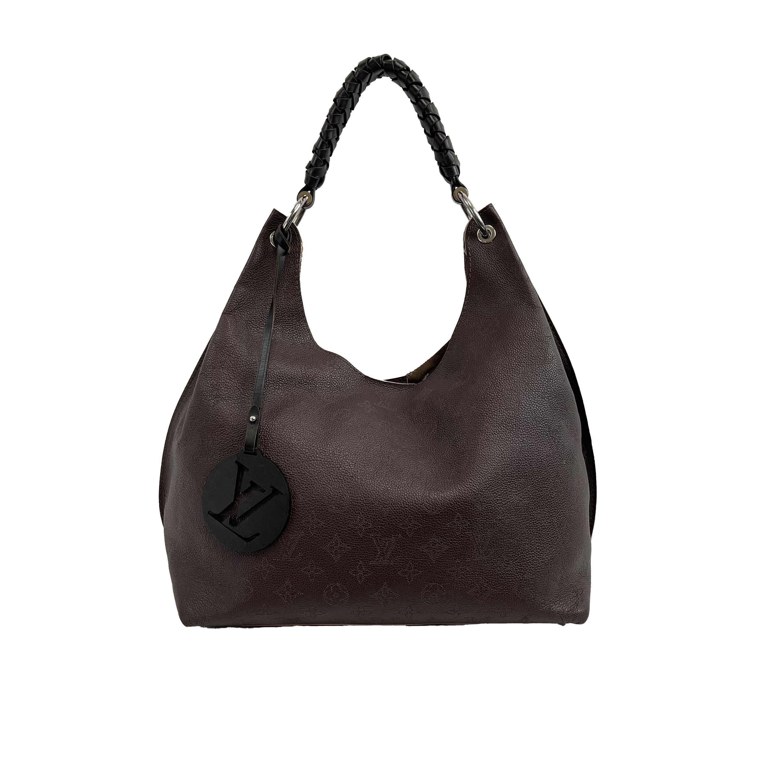 Louis Vuitton - Carmel Hobo Mahina Leather Brown Monogram Shoulder Bag w/ Charm 6