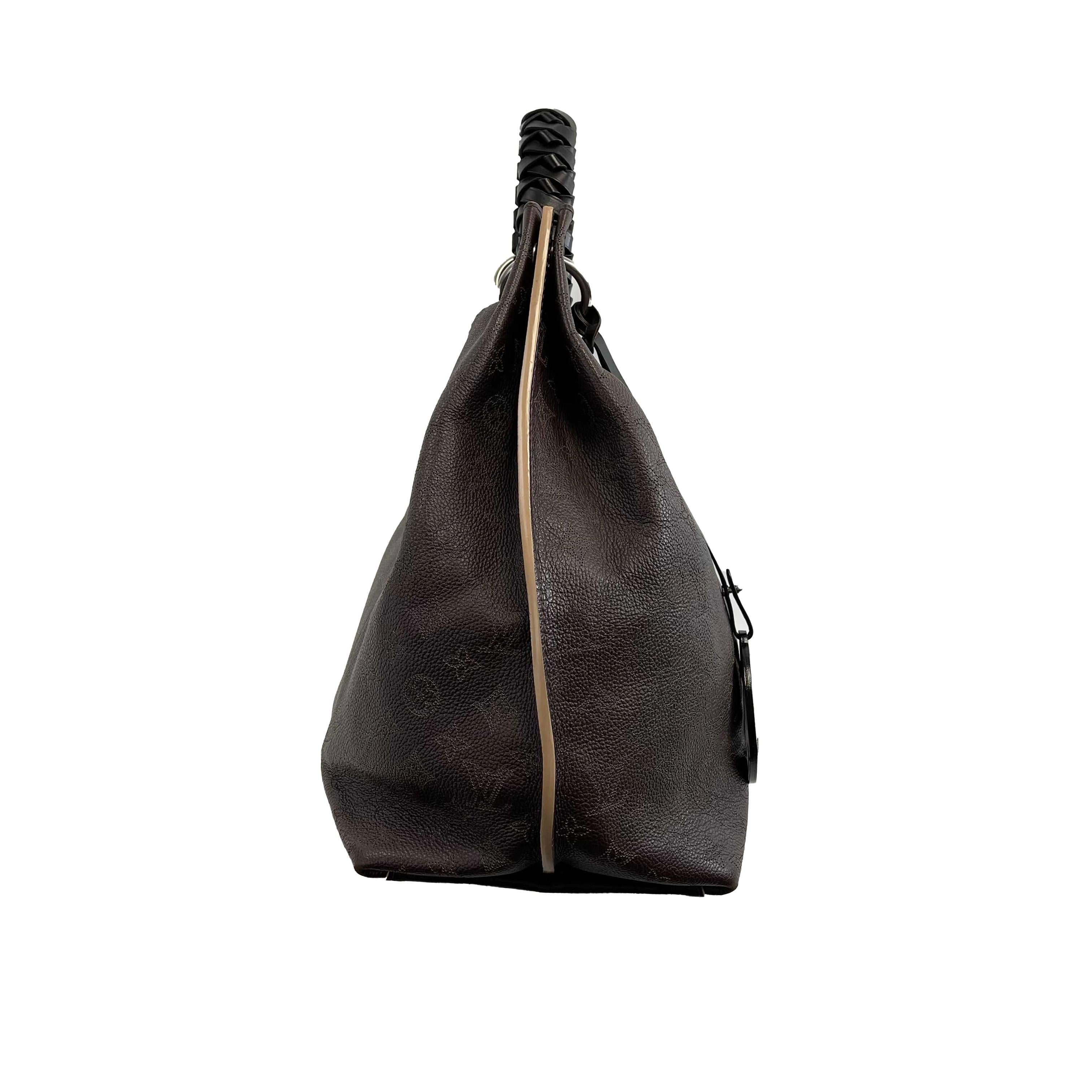Louis Vuitton - Carmel Hobo Mahina Leather Brown Monogram Shoulder Bag w/ Charm 10