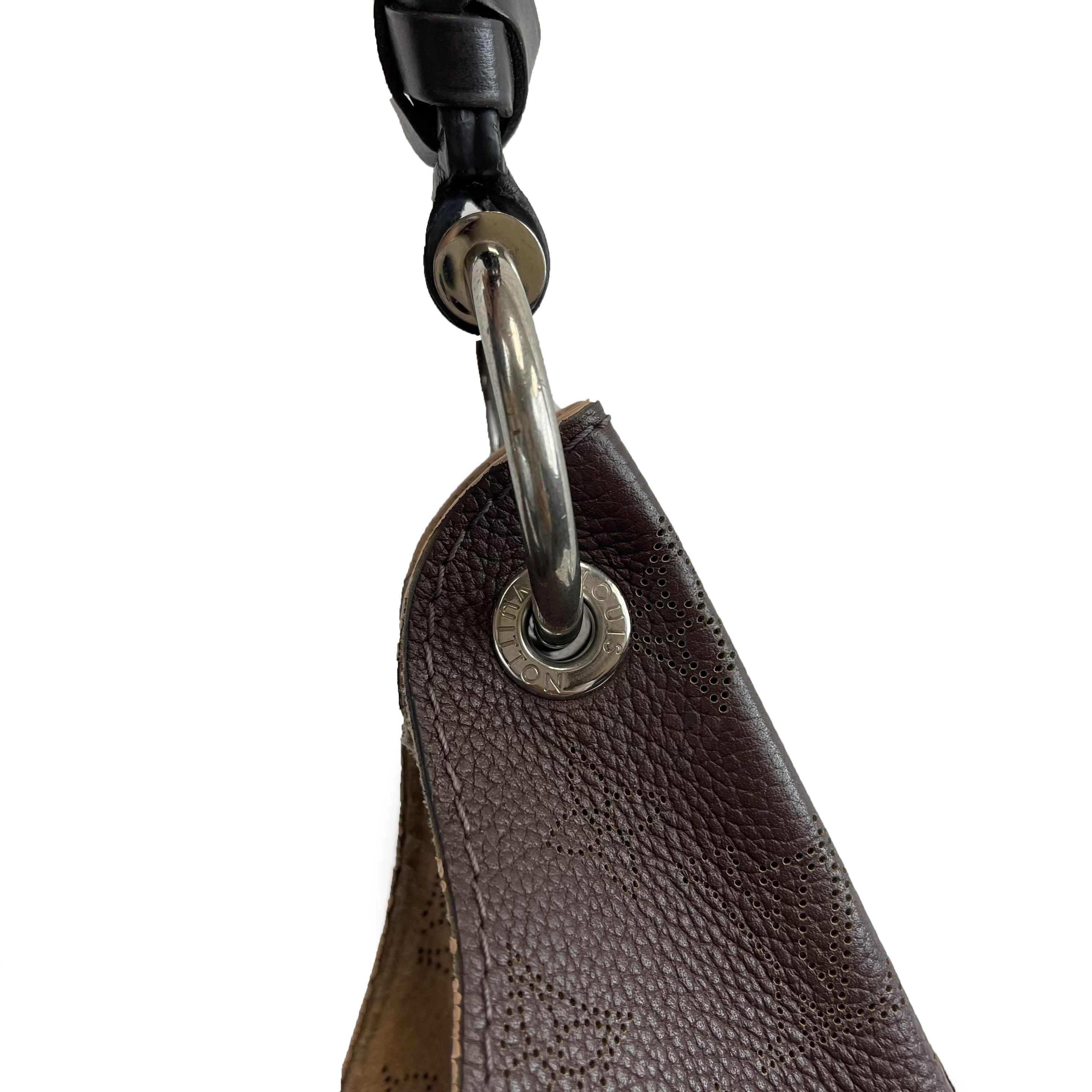 Women's Louis Vuitton - Carmel Hobo Mahina Leather Brown Monogram Shoulder Bag w/ Charm