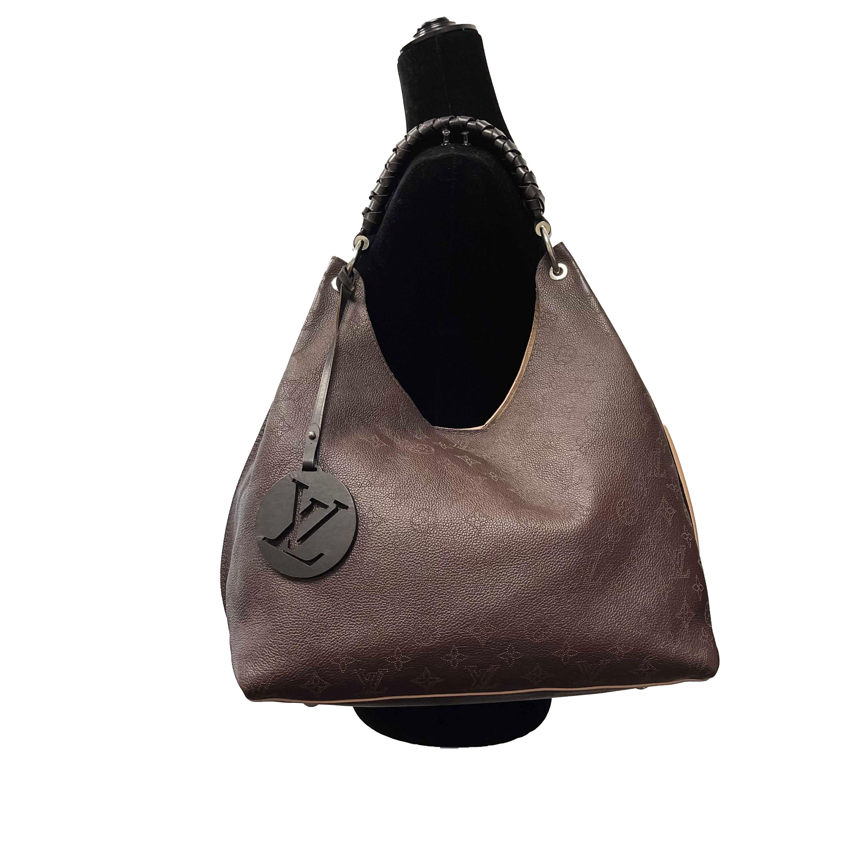 Louis Vuitton - Carmel Hobo Mahina Leather Brown Monogram Shoulder Bag w/ Charm 1