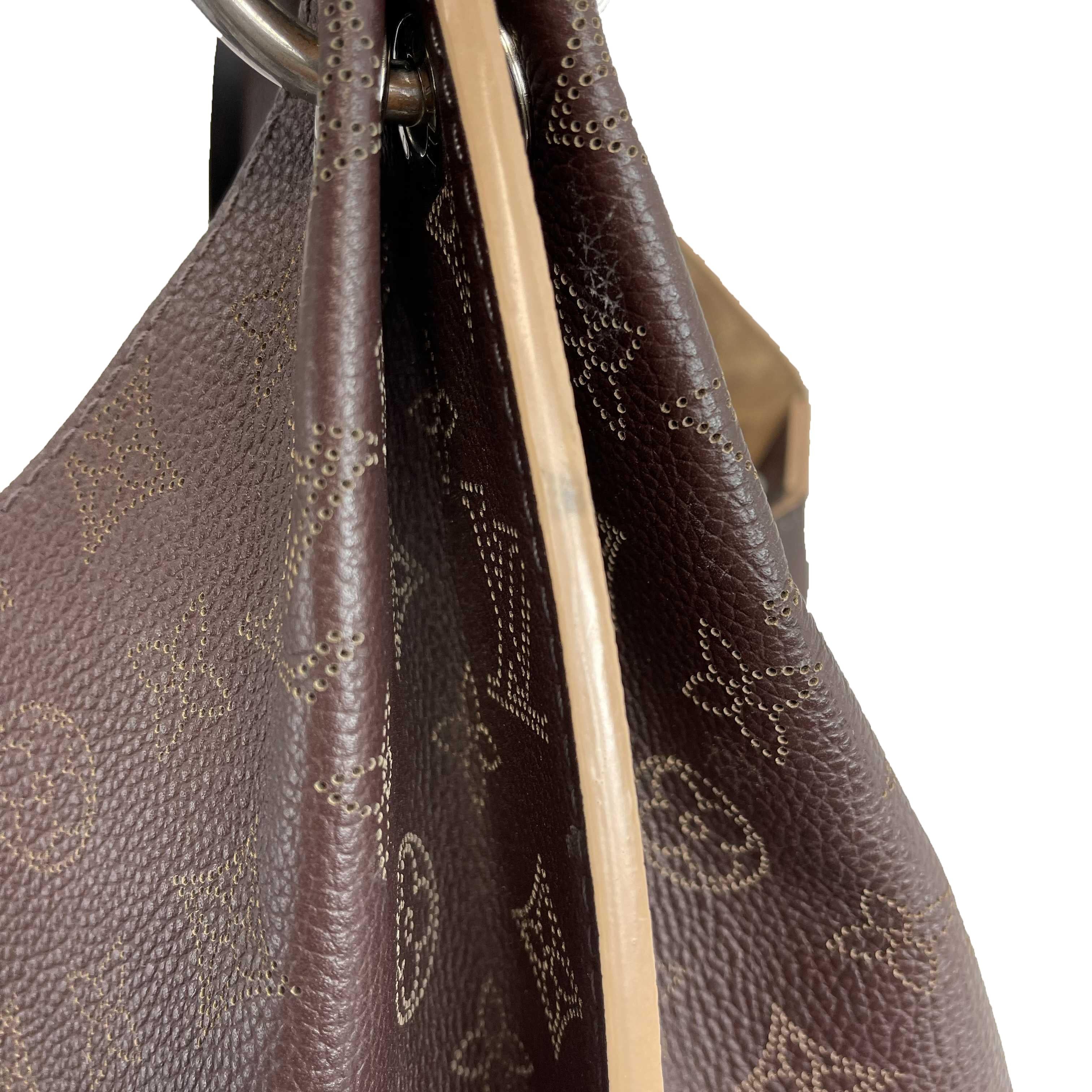 Louis Vuitton - Carmel Hobo Mahina Leather Brown Monogram Shoulder Bag w/ Charm 4
