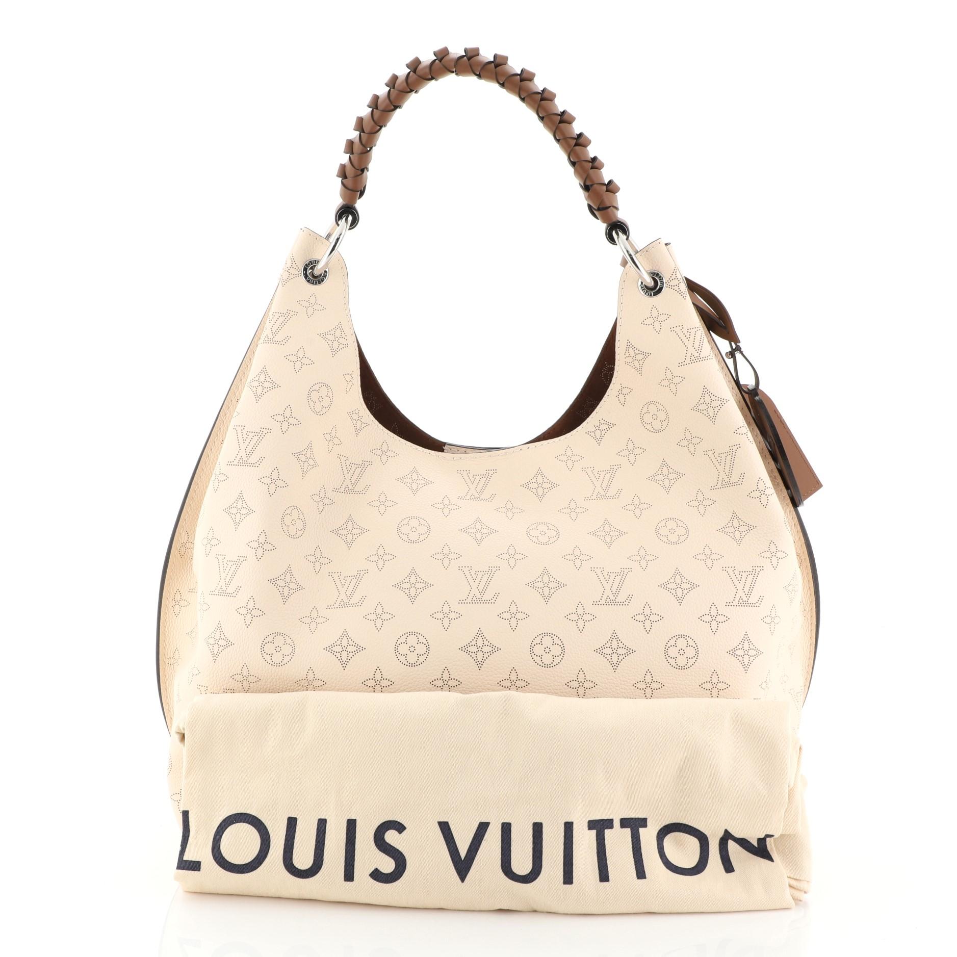 Louis Vuitton Carmel Hobo Monogram Mahina Lv Punching Leather One