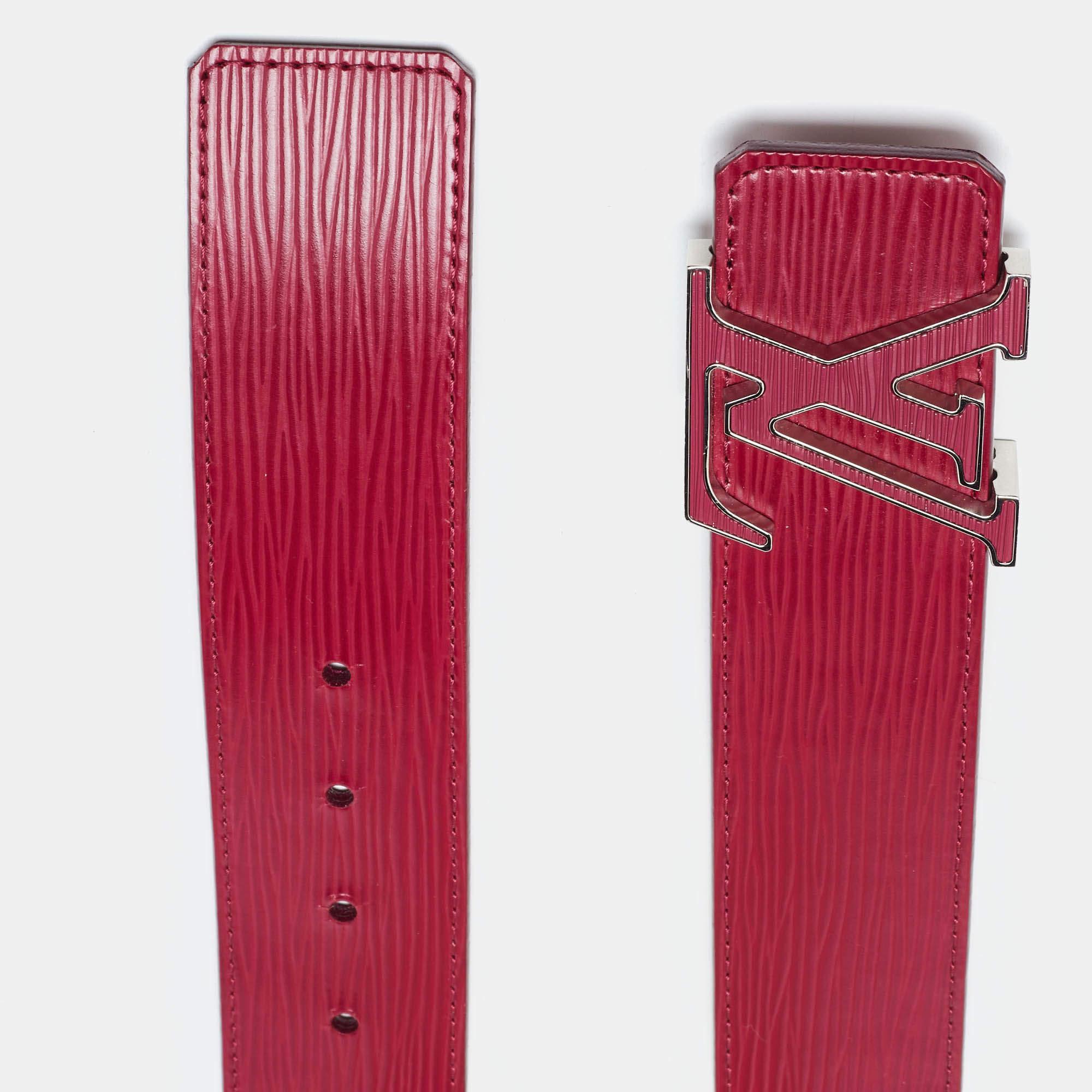 Brown Louis Vuitton Carmine Epi Leather LV Initiales Waist Belt 85CM