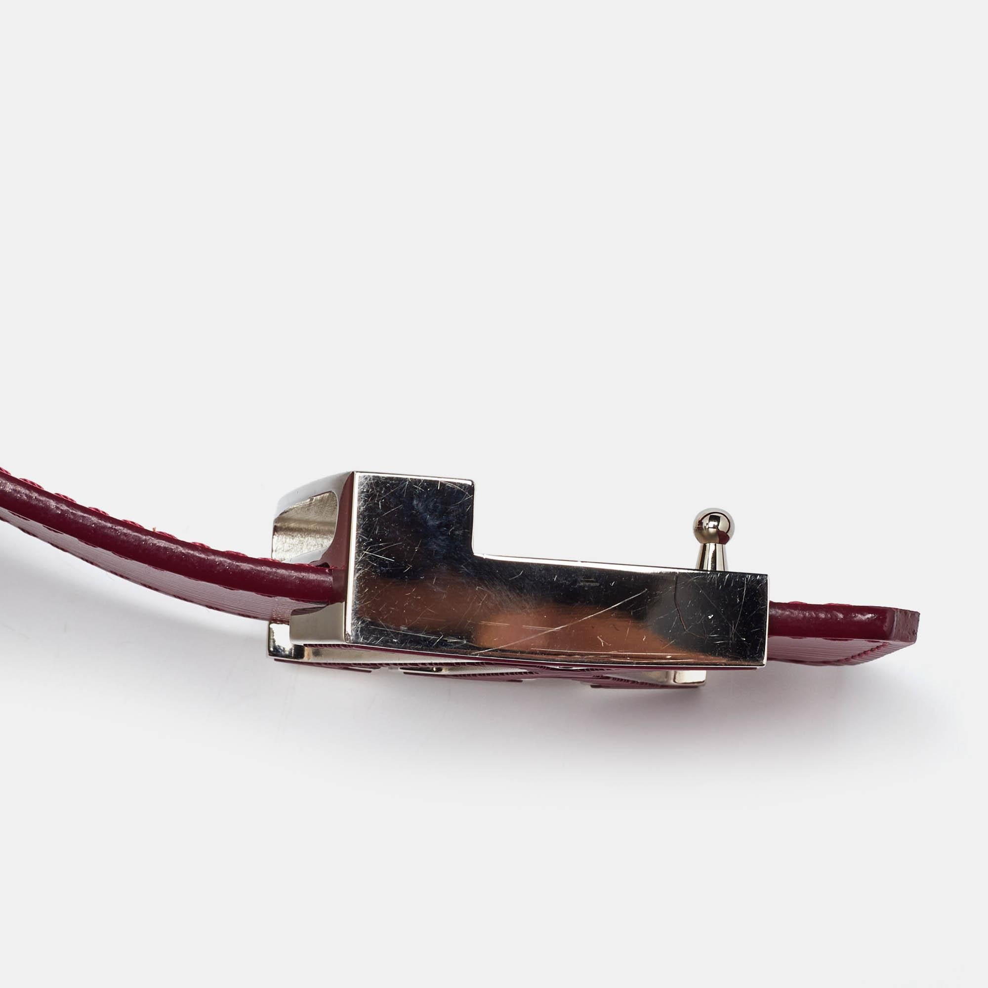 Louis Vuitton Carmine Epi Leather LV Initiales Waist Belt 85CM In Fair Condition In Dubai, Al Qouz 2