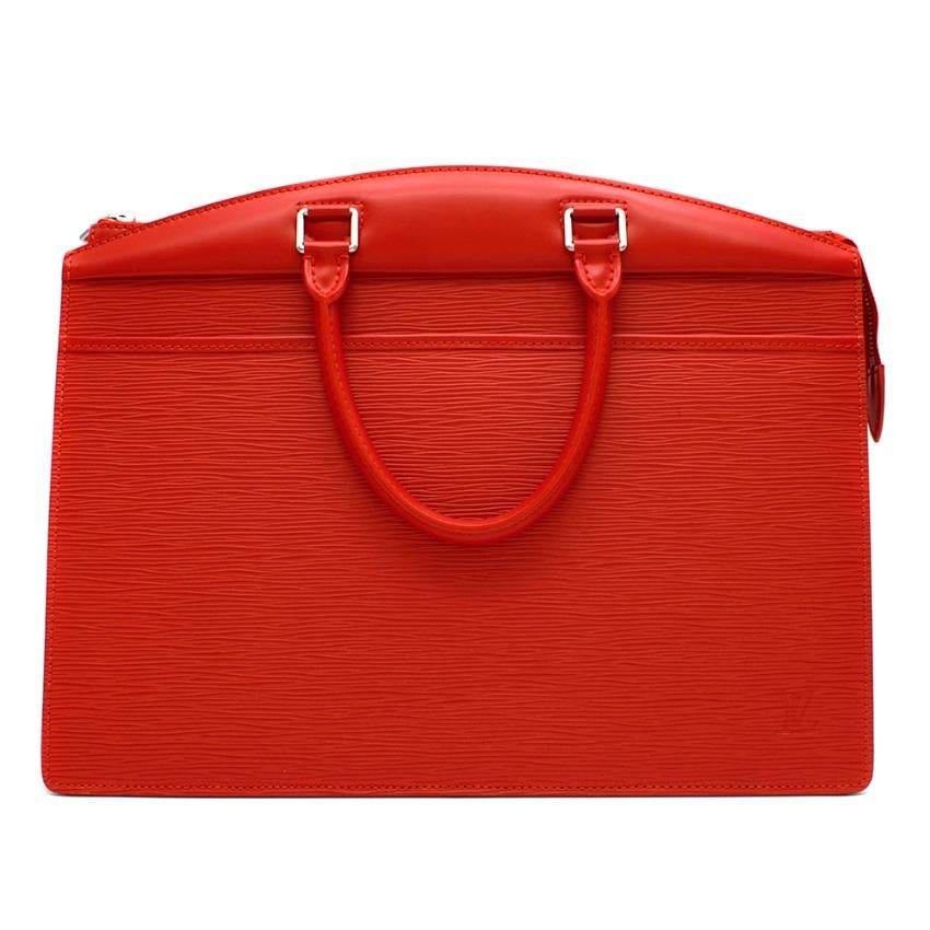 Louis Vuitton Carmine Red Riviera Epi Leather Handbag In Excellent Condition For Sale In London, GB