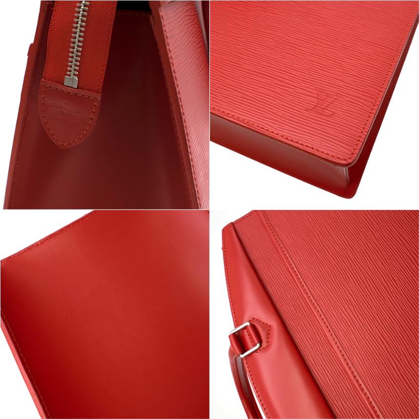 Louis Vuitton Carmine Red Riviera Epi Leather Handbag For Sale 2
