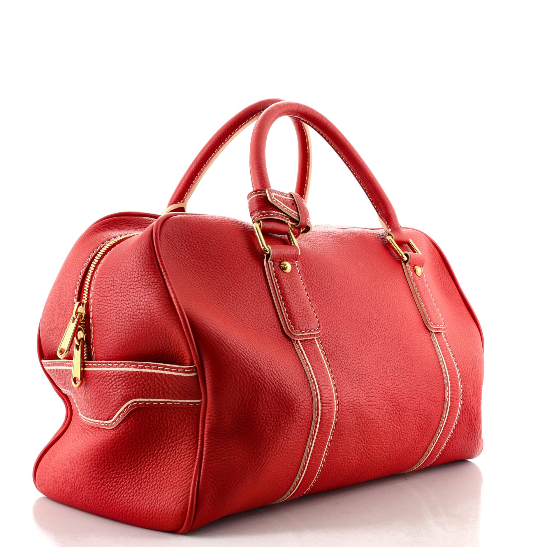 Red Louis Vuitton Carryall Handbag Tobago Leather