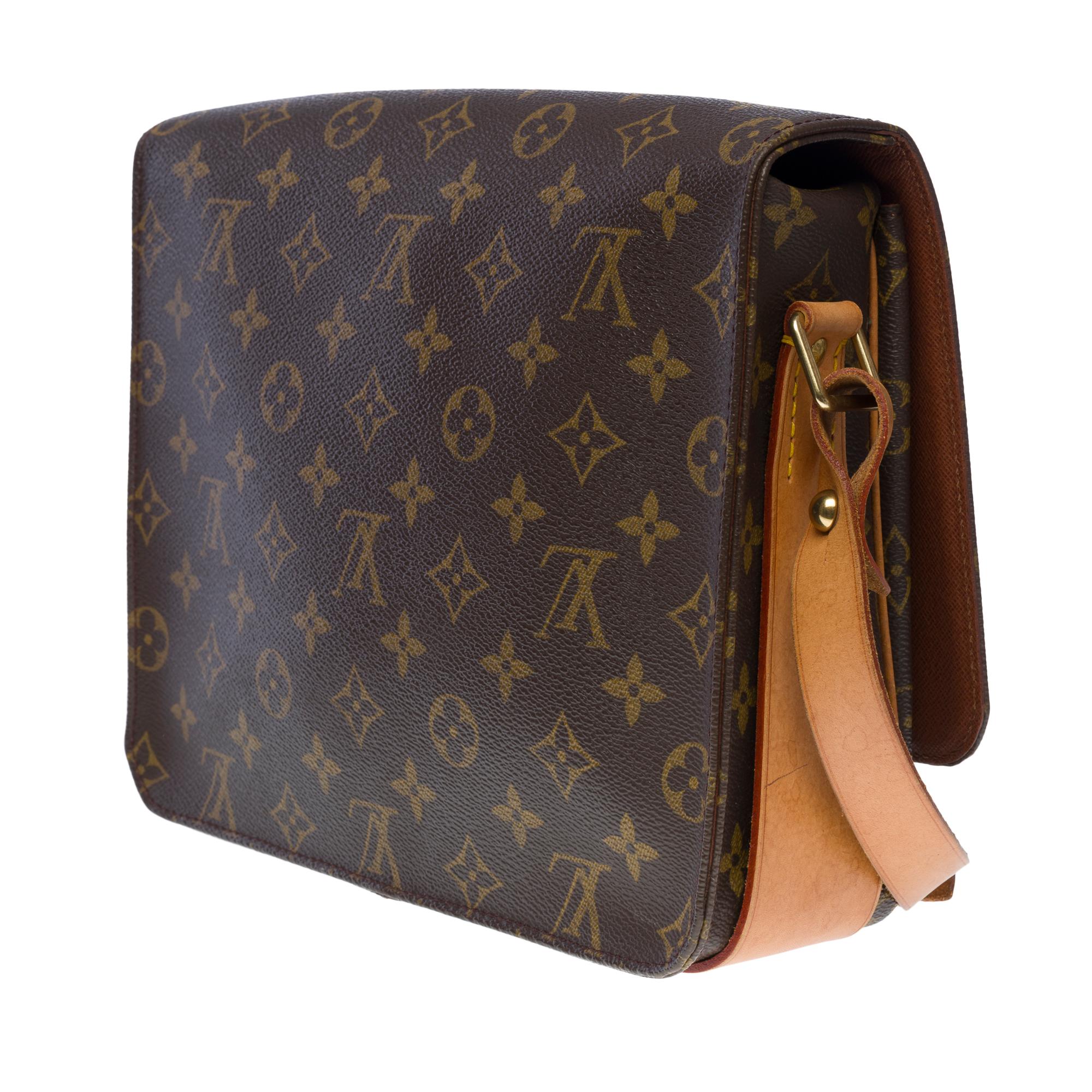 Women's or Men's Louis Vuitton Cartouchière GM shoulder bag in brown canvas and brown leather 