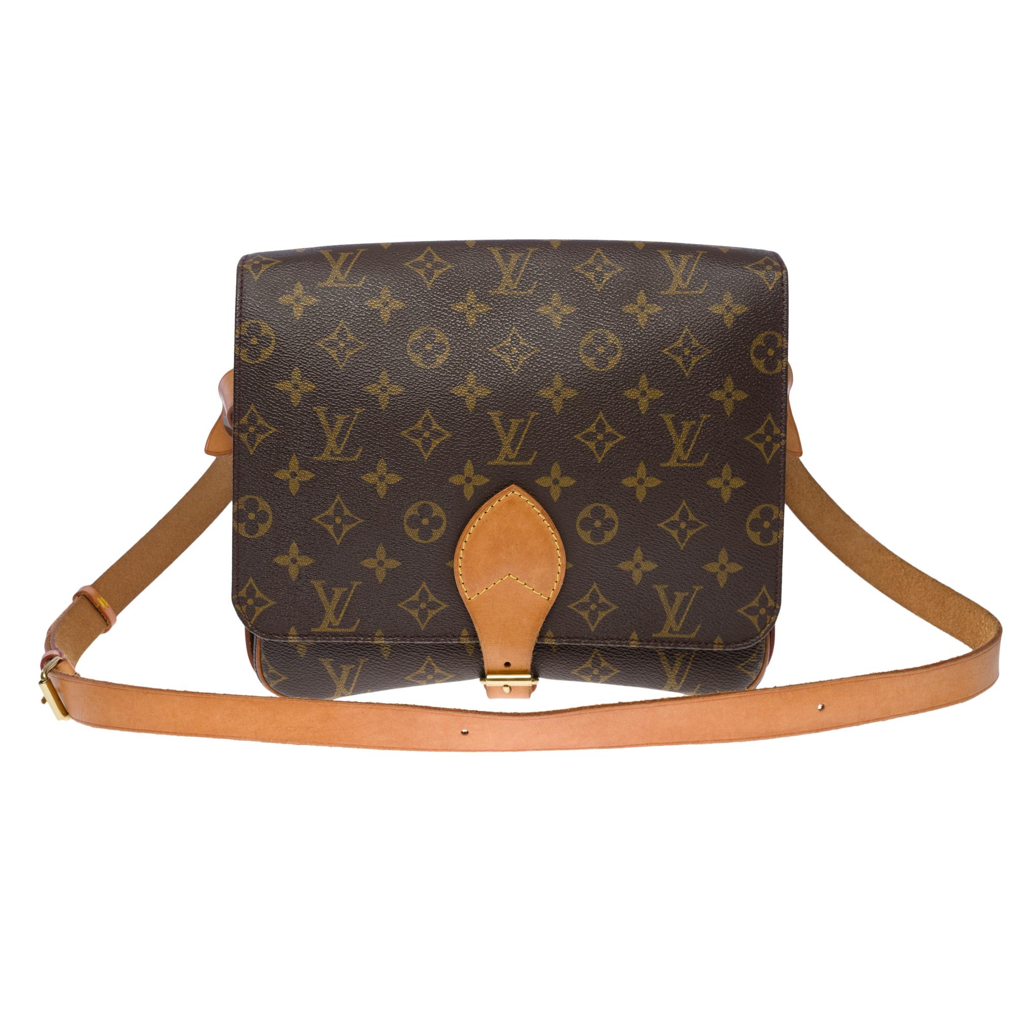 Louis Vuitton Cartouchière GM shoulder bag in brown canvas and brown leather  4