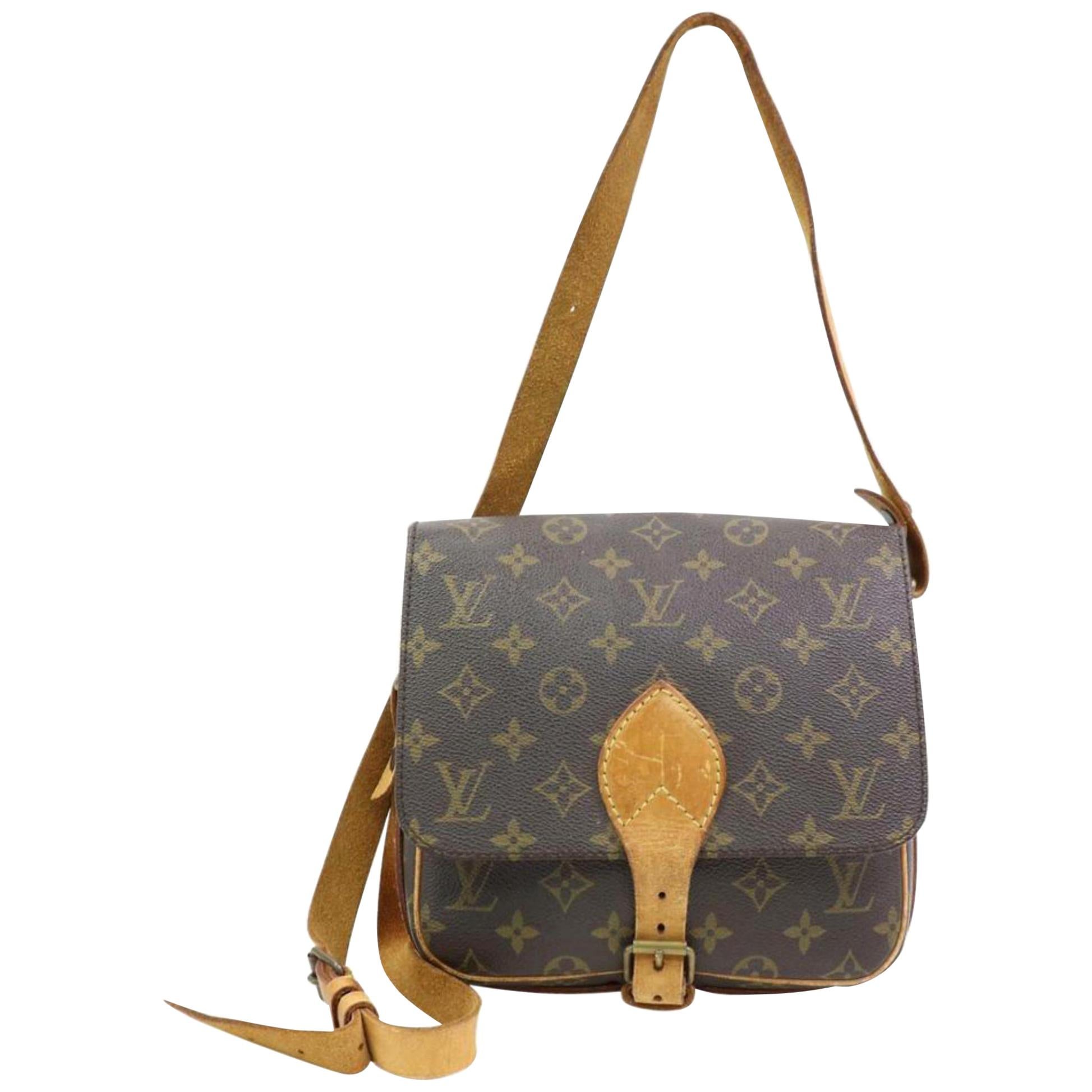 Louis Vuitton Cartouchiere Mm Cross Body 870188 Brown Coated Canvas Shoulder Bag For Sale