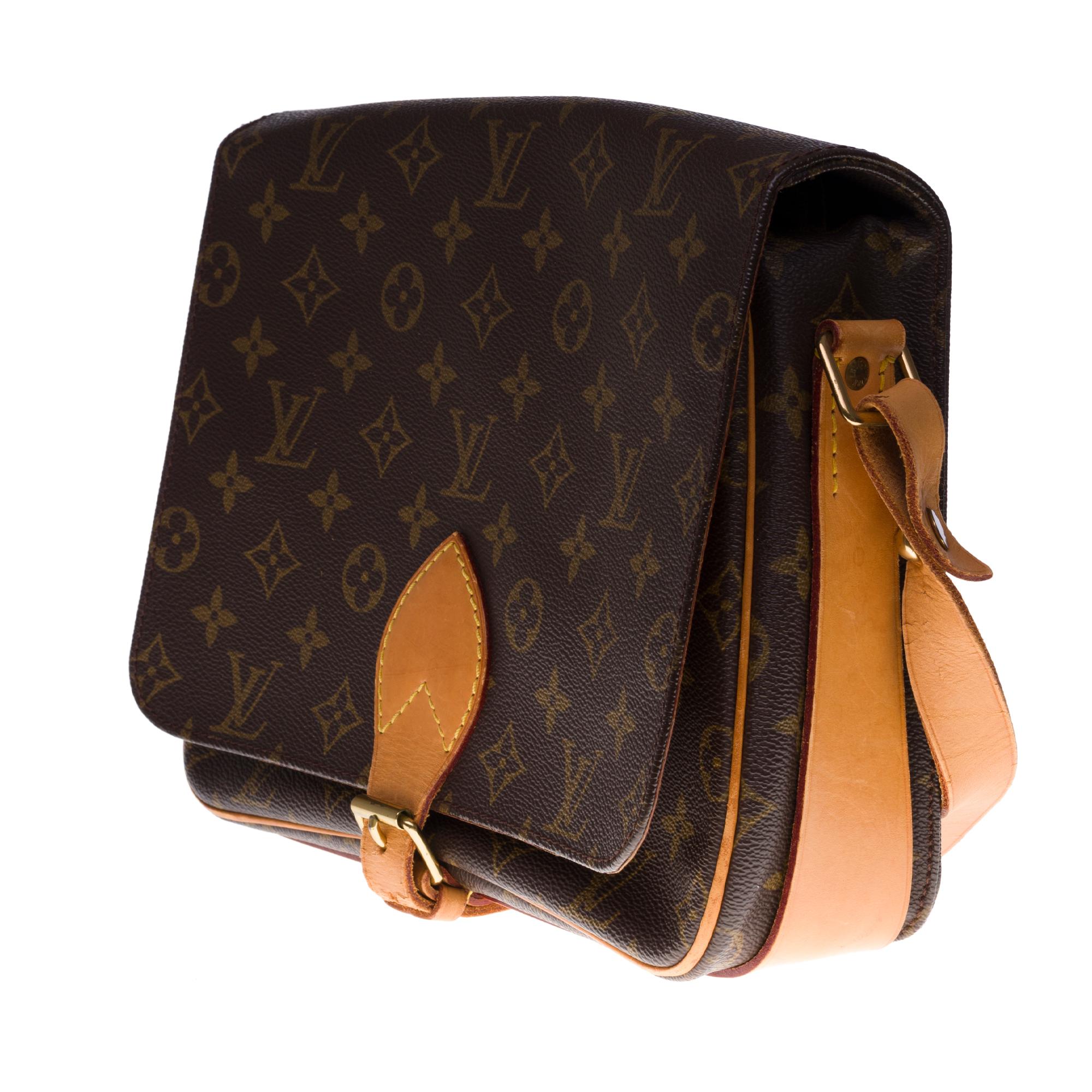 Black Louis Vuitton Cartouchière shoulder bag in brown canvas and brown leather 