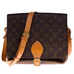 Louis Vuitton Cartouchière shoulder bag in brown canvas and brown leather 