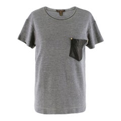 Louis Vuitton cashmere & silk-blend t-shirt w/ leather pocket XS