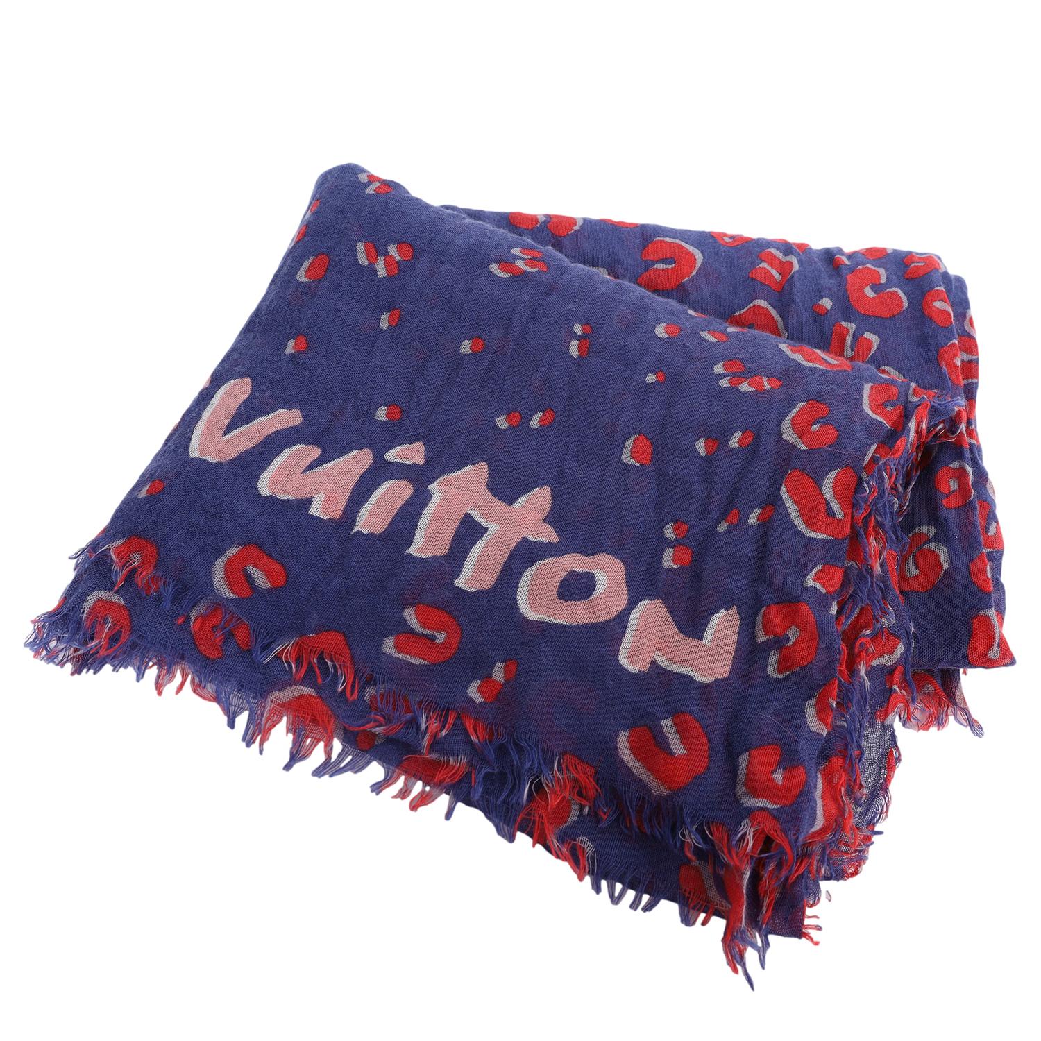 Louis Vuitton Sprouse léopard confettis en cachemire bleu en vente 4