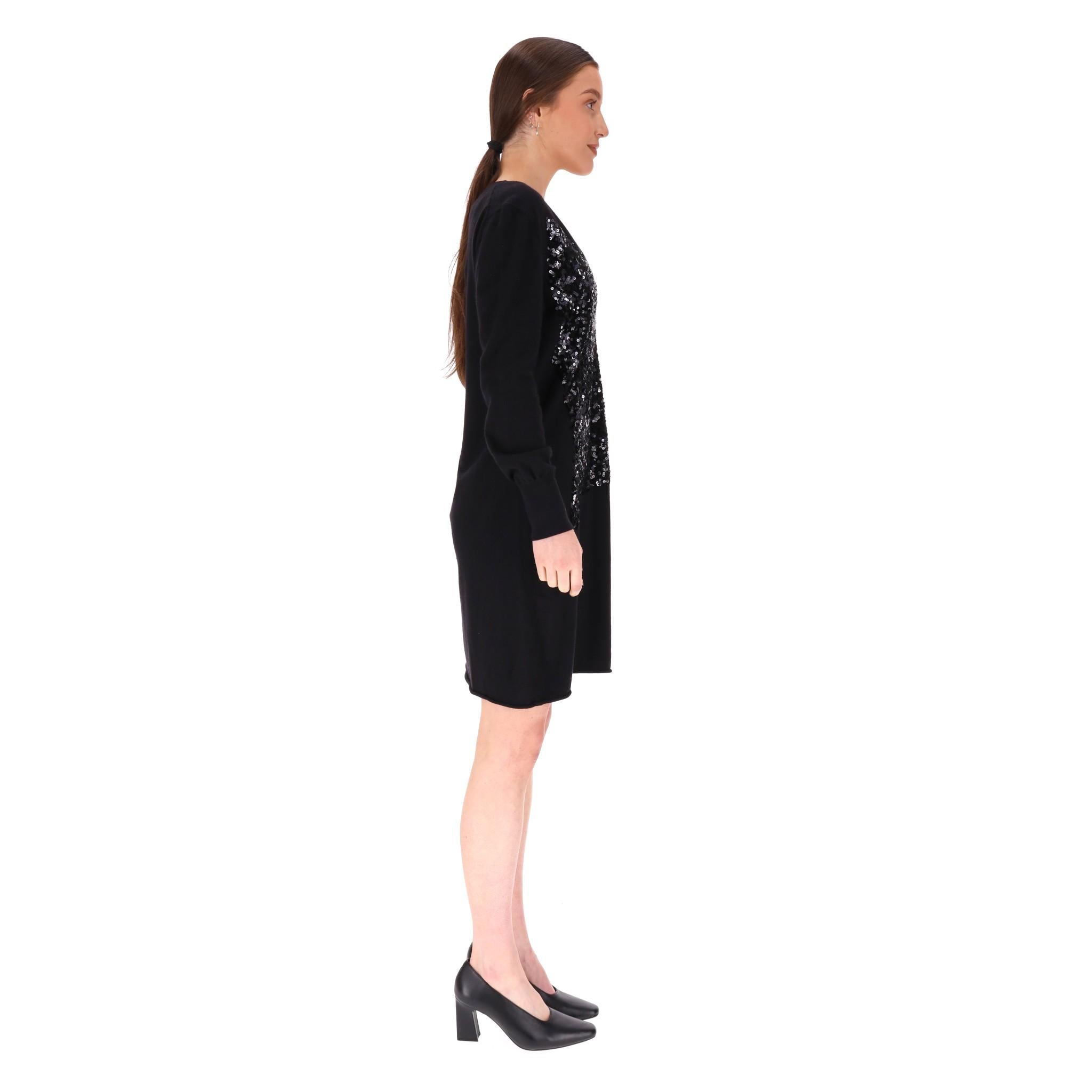Vestido Louis Vuitton de Cachemira y Lana con Lentejuelas Negro en venta