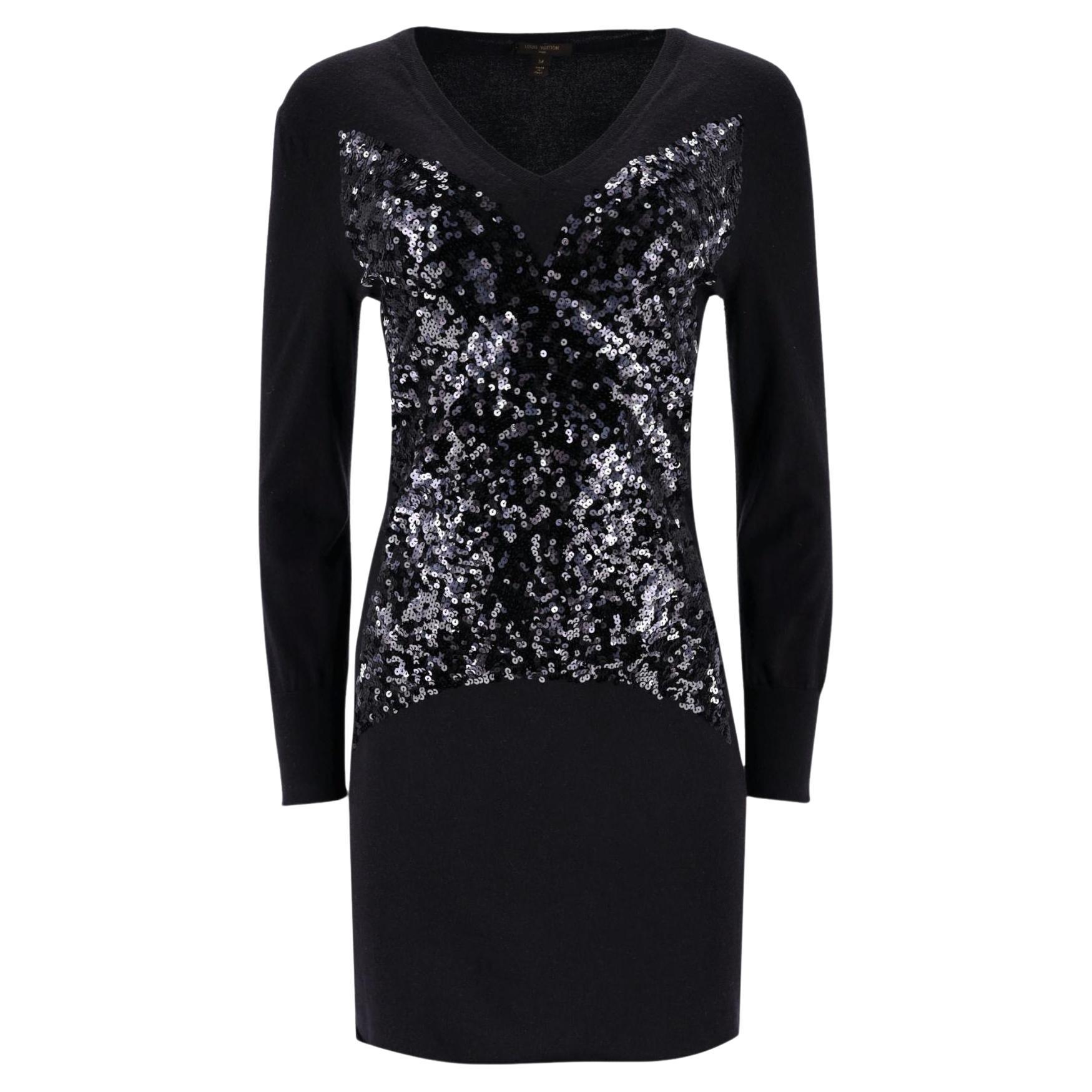 Abito Louis Vuitton in cashmere e paillettes di lana