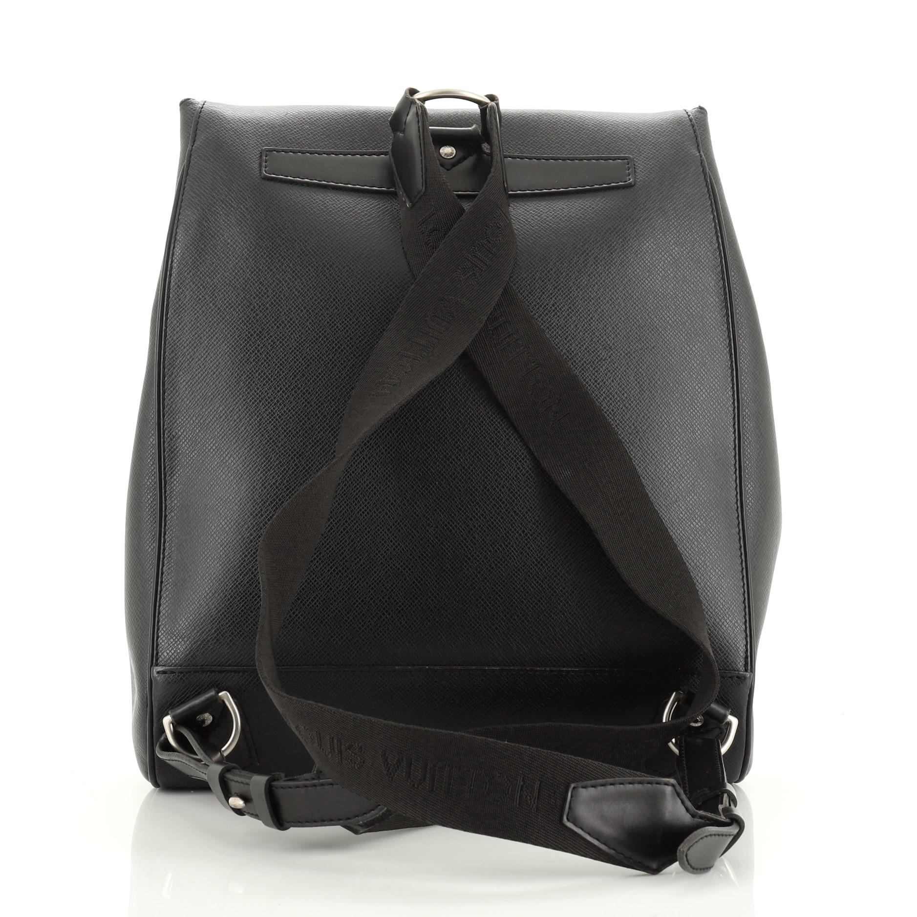 Black Louis Vuitton Cassiar Handbag Taiga Leather 