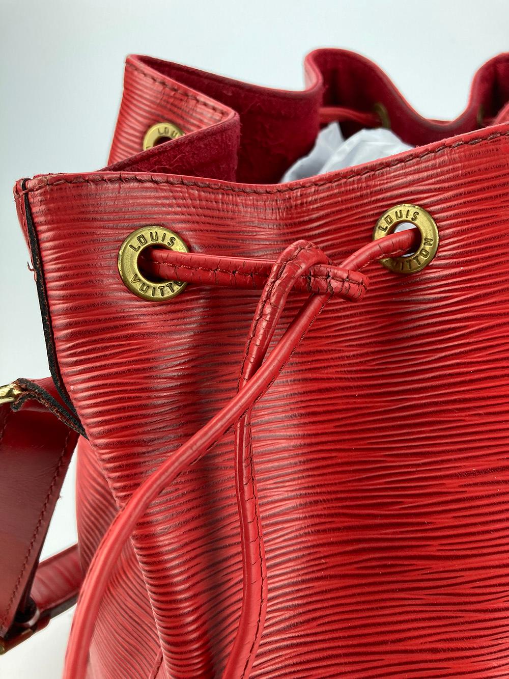 Louis Vuitton Castillian Red Epi Noe Drawstring Bucket Bag For Sale 6
