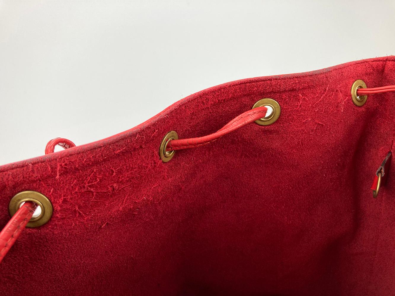 Louis Vuitton Castillian Red Epi Noe Drawstring Bucket Bag For Sale 11