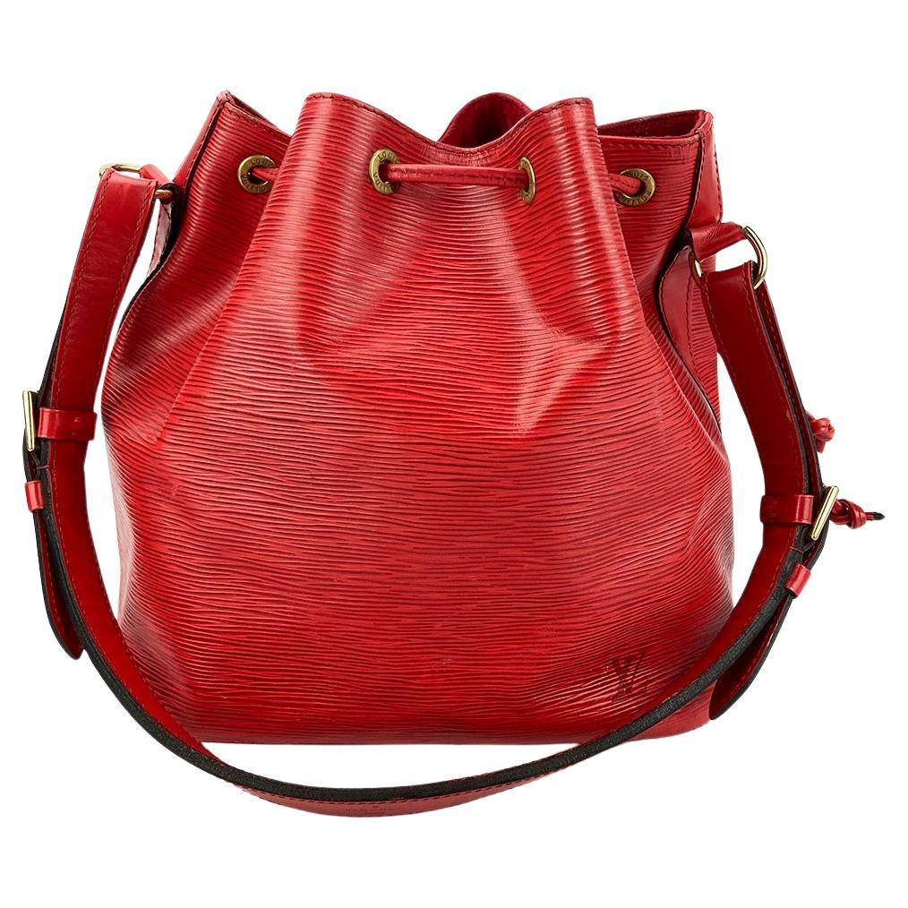 Louis Vuitton Castillian Red Epi Noe Drawstring Bucket Bag For Sale