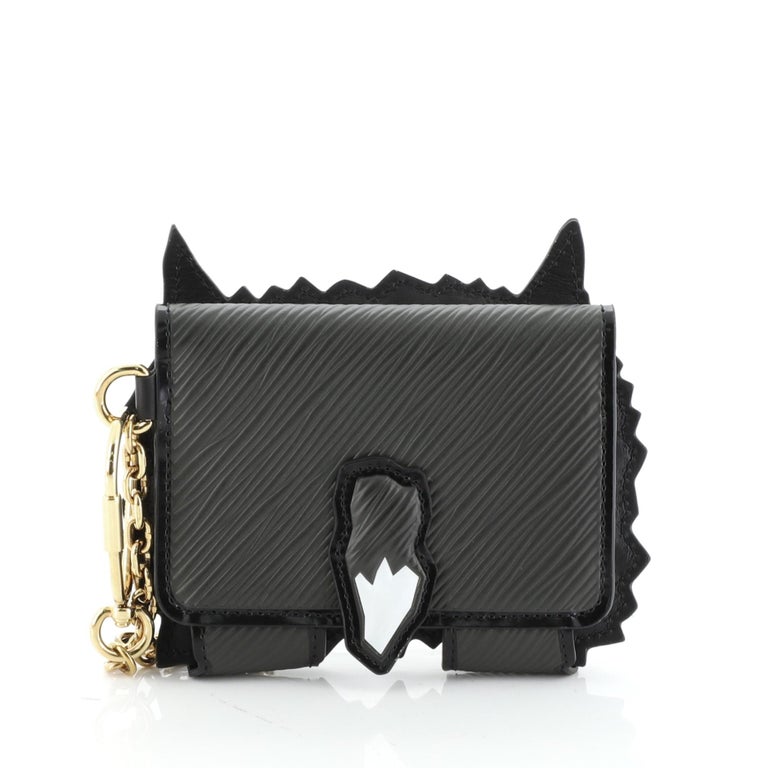 Louis Vuitton Grey And Black Epi Leather Catogram Dog Cardholder