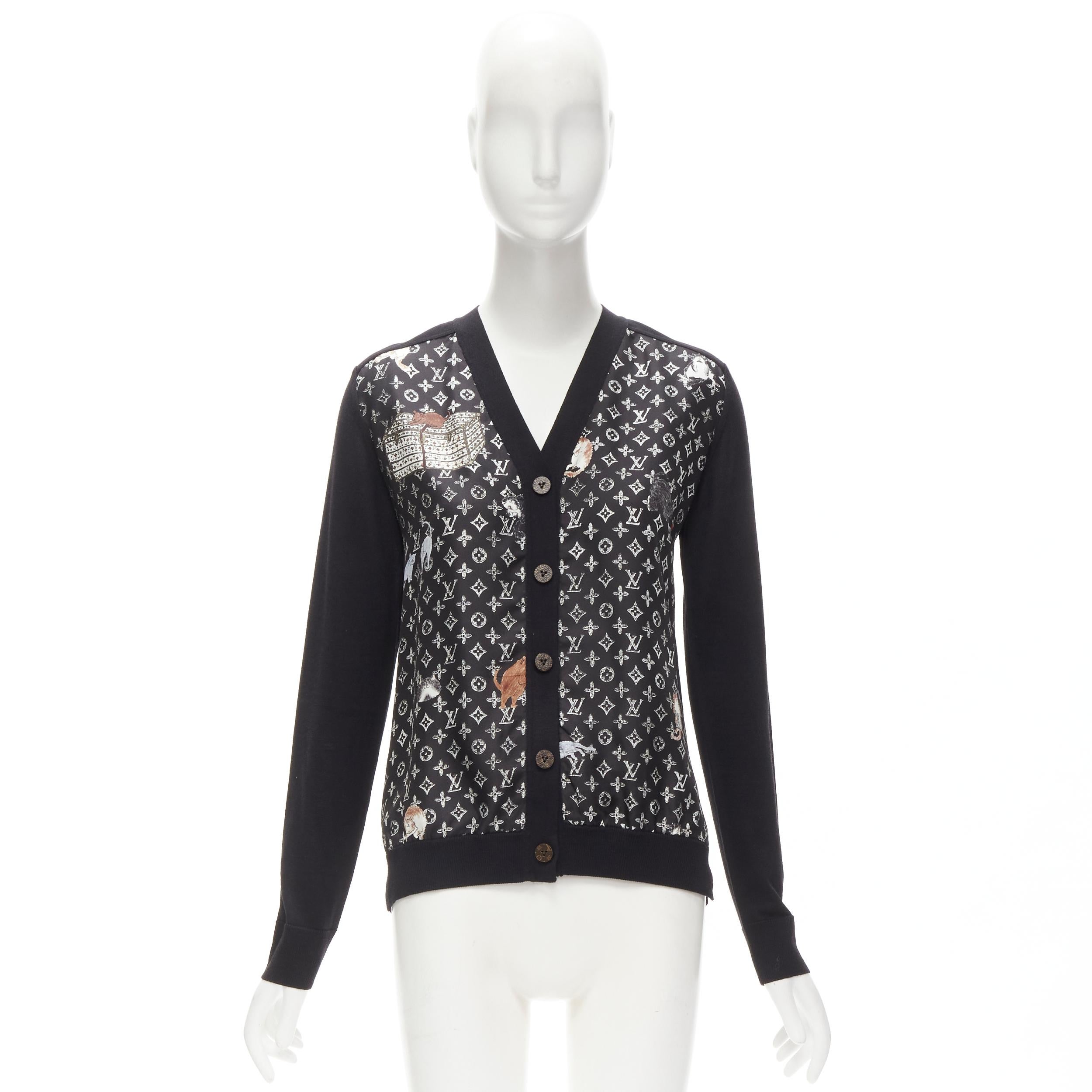 LOUIS VUITTON Catogram Grace Coddington black silk monogram cardigan sweater S 4
