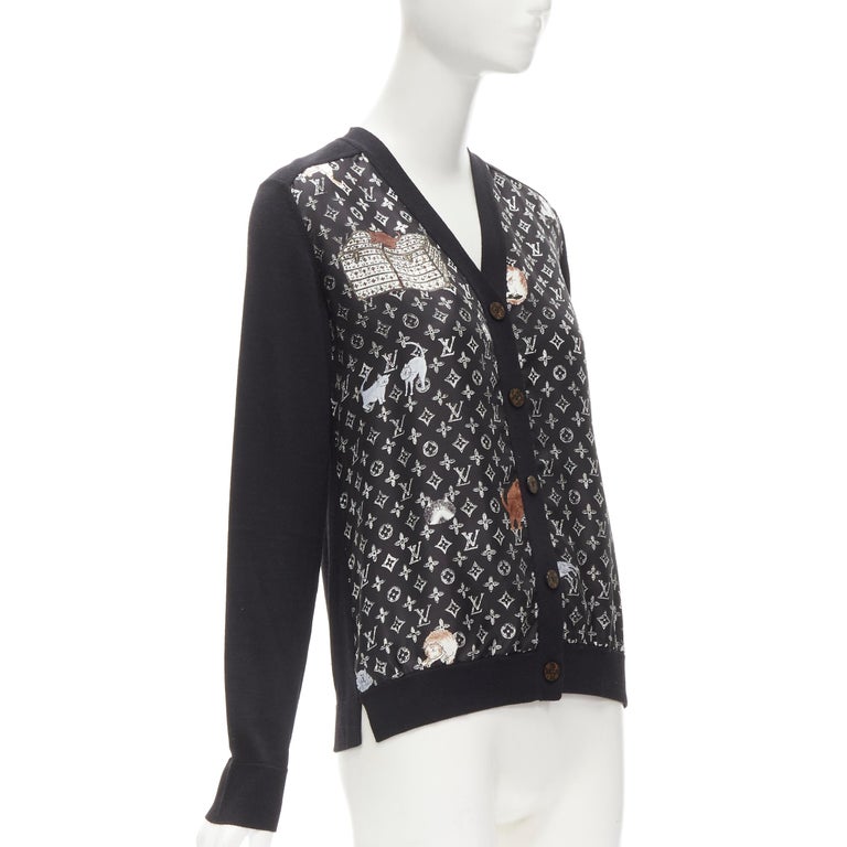 LOUIS VUITTON Catogram Grace Coddington black silk monogram cardigan  sweater S