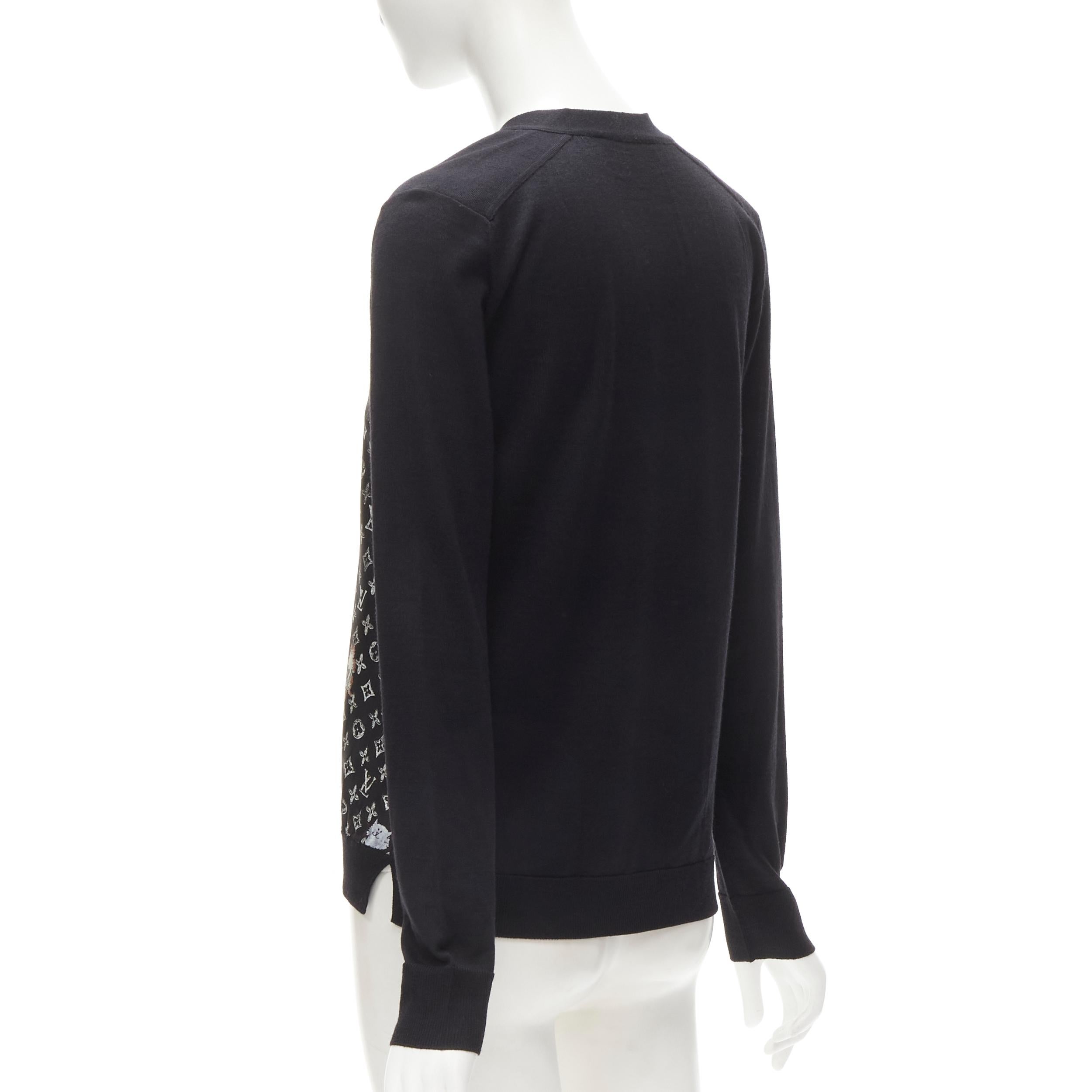 Women's LOUIS VUITTON Catogram Grace Coddington black silk monogram cardigan sweater S