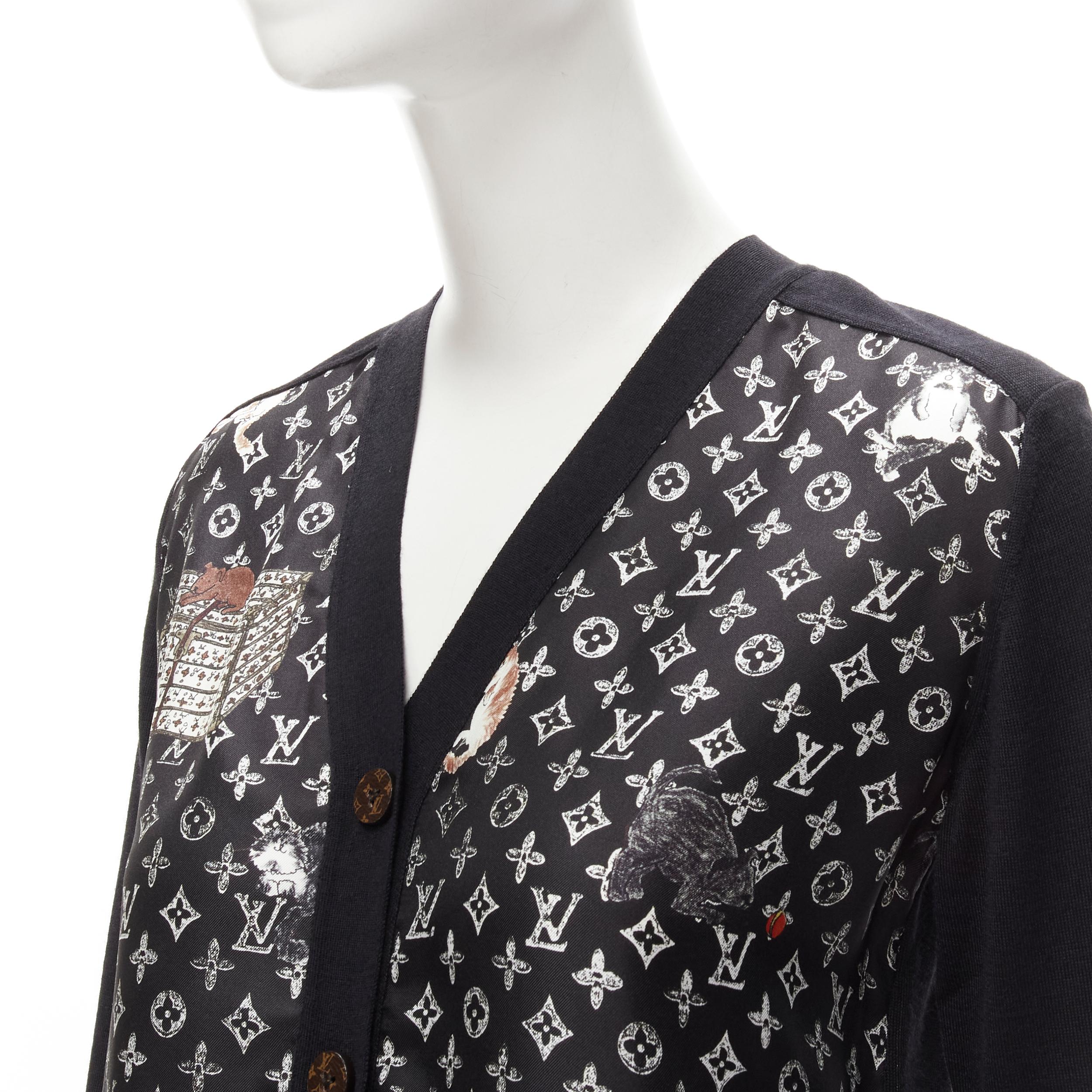 LOUIS VUITTON Catogram Grace Coddington black silk monogram cardigan sweater S 1