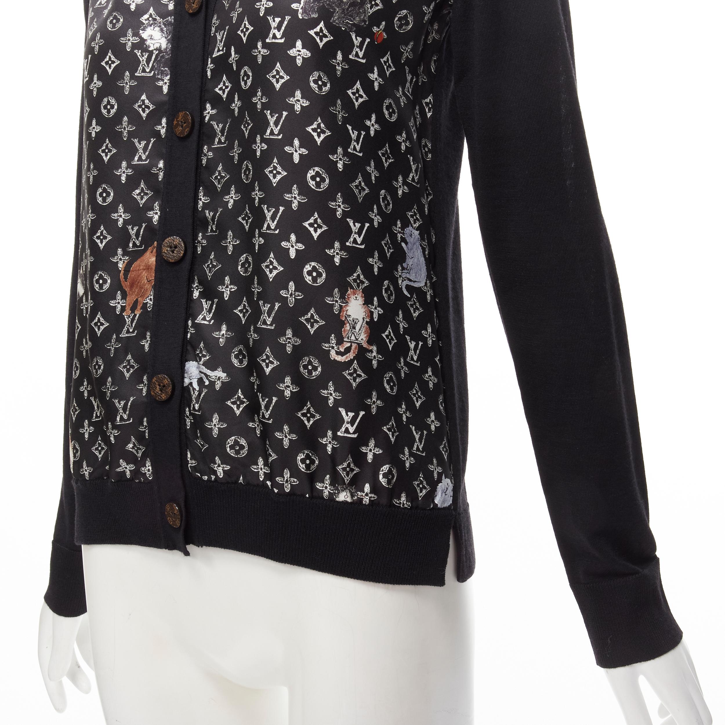 LOUIS VUITTON Catogram Grace Coddington black silk monogram cardigan sweater S 2