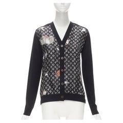 LOUIS VUITTON Catogram Grace Coddington black silk monogram cardigan sweater S