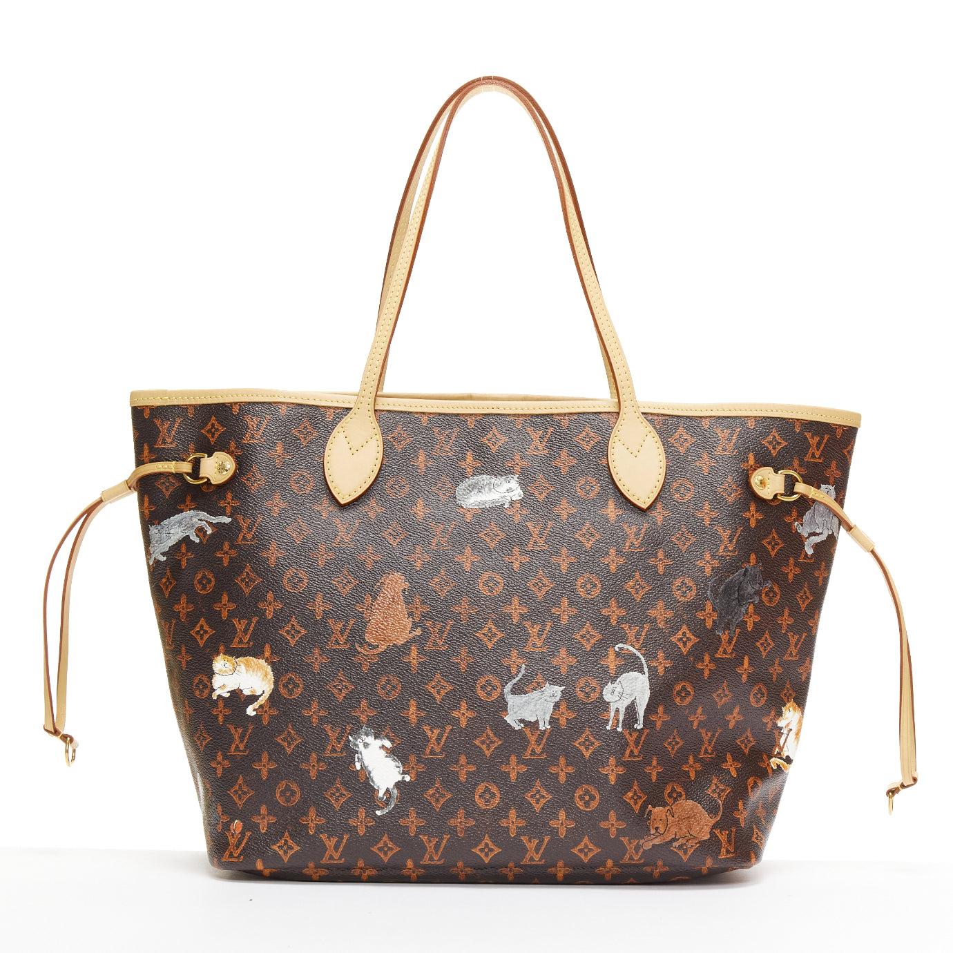 LOUIS VUITTON Catogram Grace Coddington Neverfull MM brown monogram tote bag In Good Condition In Hong Kong, NT