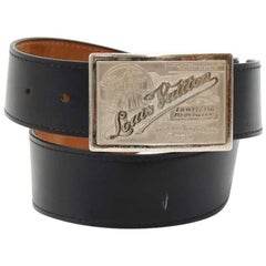 Louis Vuitton Ceinture Jeans Black Leather Limited Edition Belt Size 85/34