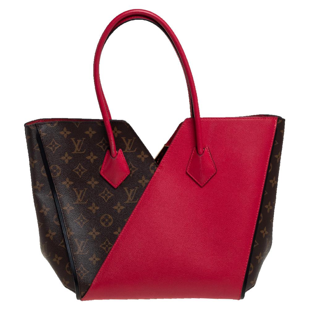 Inspired by the Japanese robe, this Kimono bag from Louis Vuitton will make a stand-out addition to your collection. Crafted from red leather and signature monogram canvas, the bag features dual handles and protective metal feet at the bottom. The