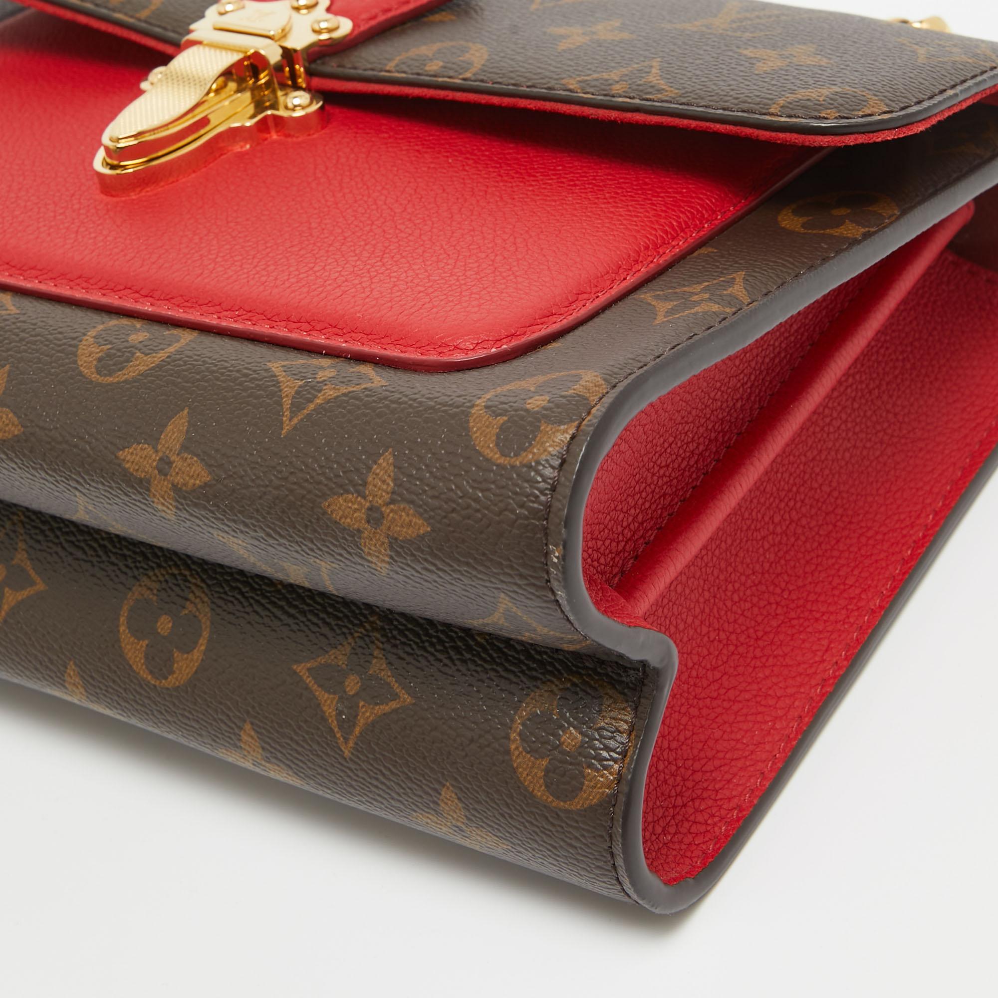 Louis Vuitton Cerise Monogramm Tasche aus Segeltuch und Leder Victoire im Angebot 2