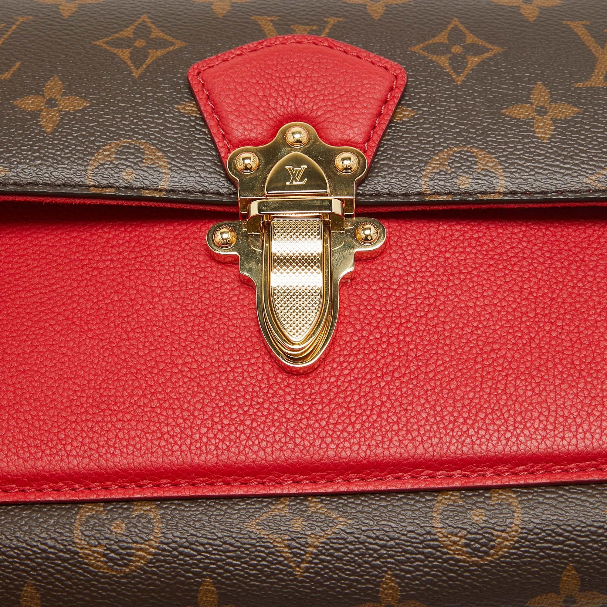 Louis Vuitton Cerise Monogramm Tasche aus Segeltuch und Leder Victoire im Angebot 4