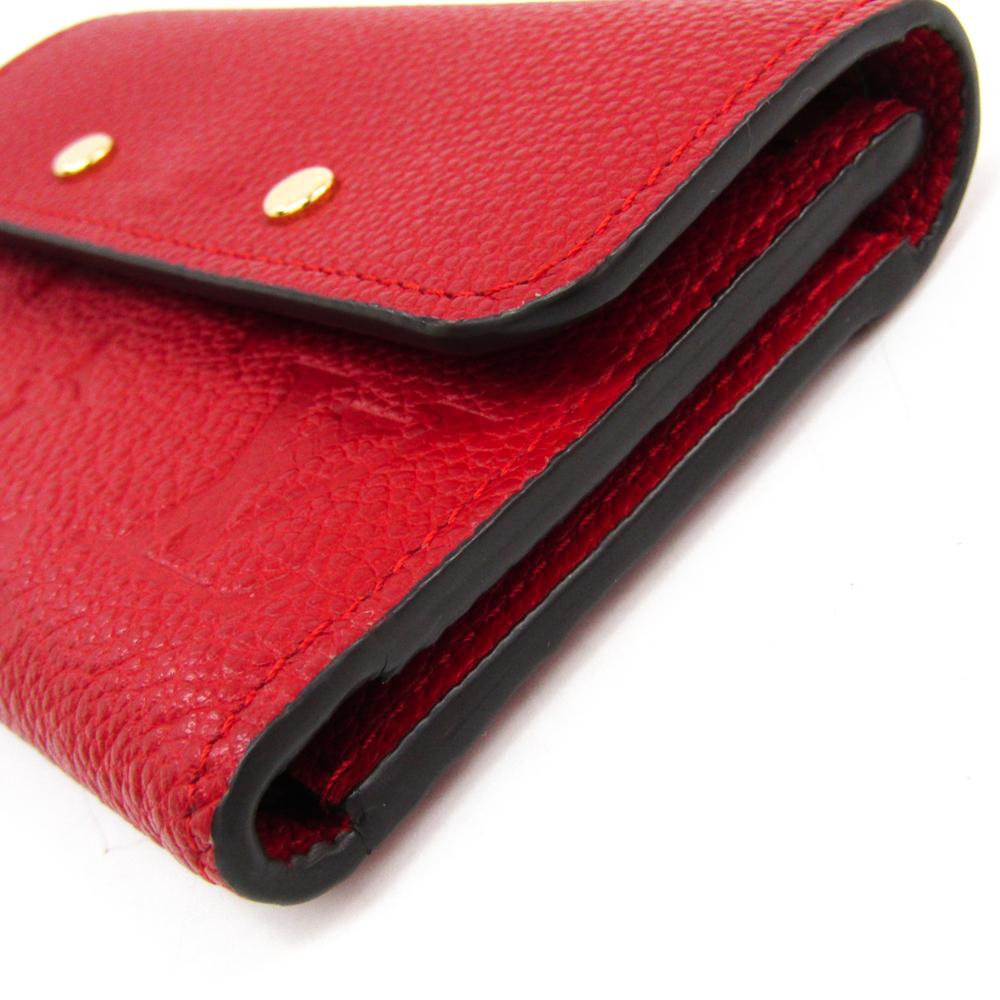 Red Louis Vuitton Cerise Monogram Empreinte Pont Neuf Compact Wallet