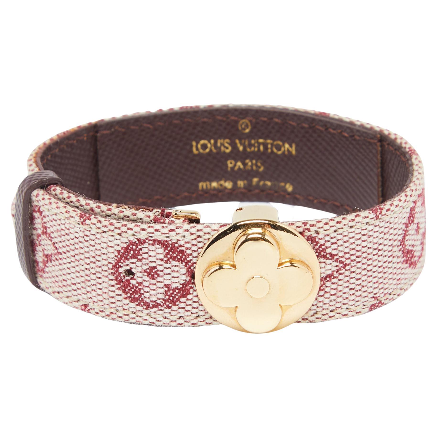 LOUIS VUITTON Monogram Red Patent Leather Triple Loop Bracelet