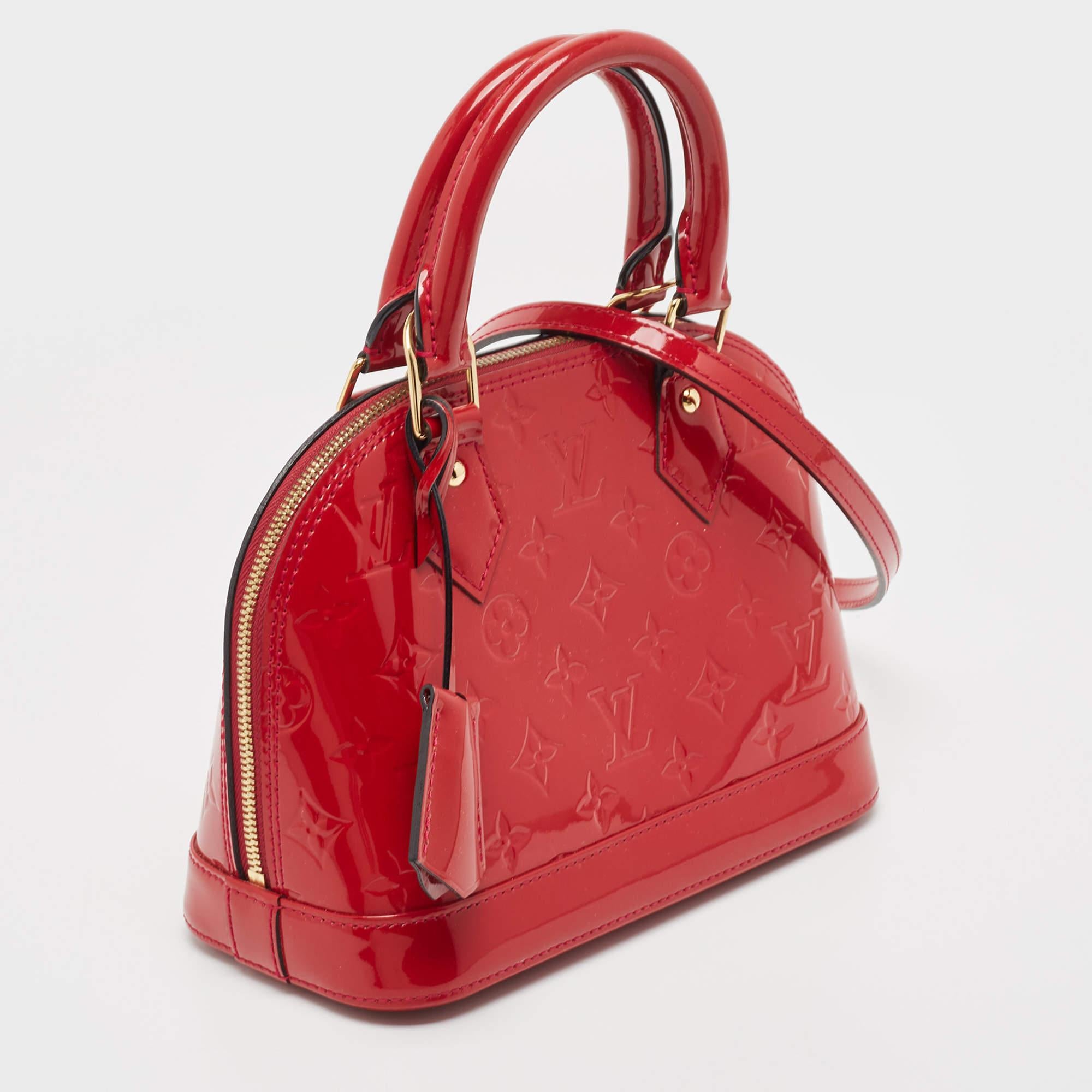 Louis Vuitton Cerise Monogram Vernis Alma BB Bag In Excellent Condition In Dubai, Al Qouz 2