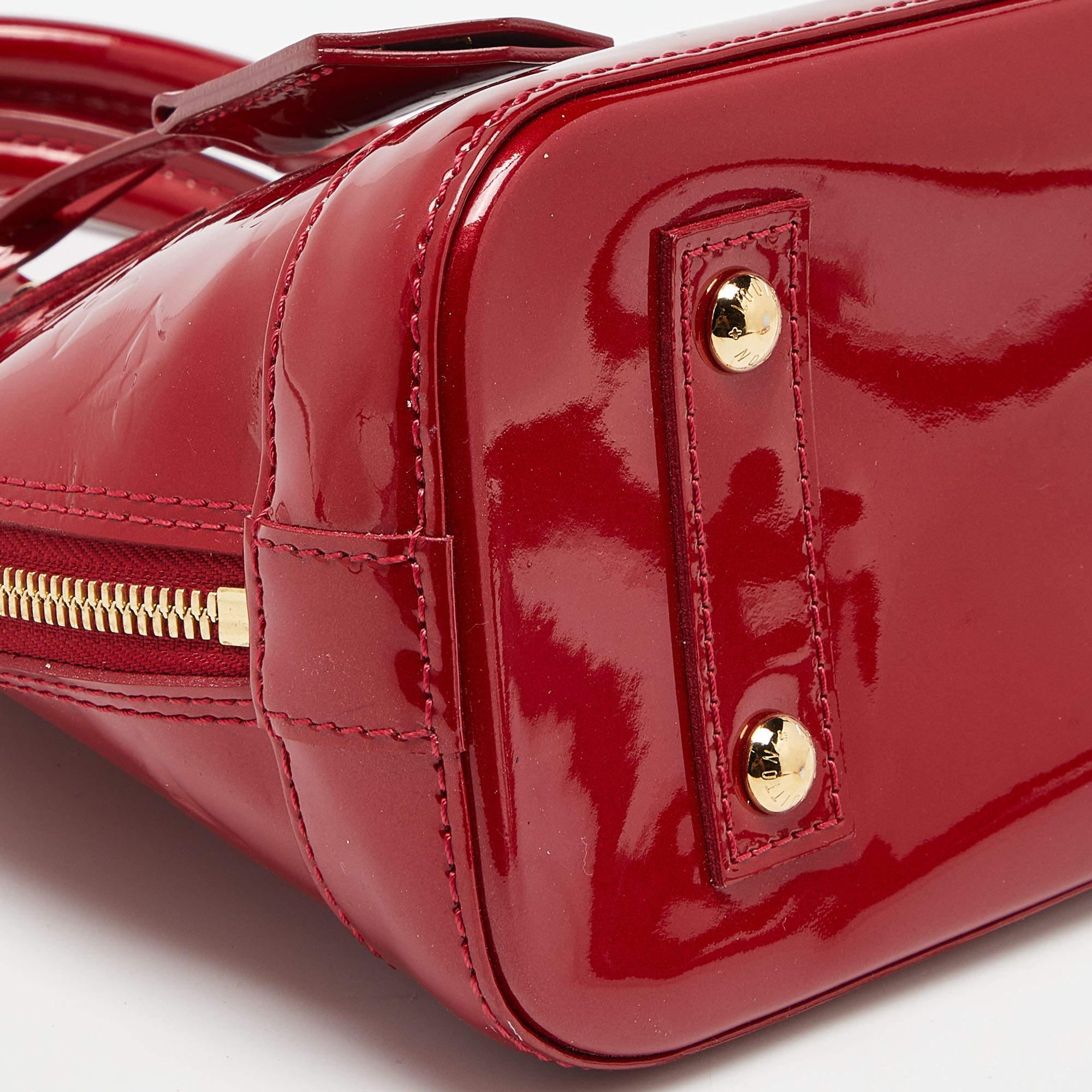 Red Louis Vuitton Cerise Monogram Vernis Alma BB Bag