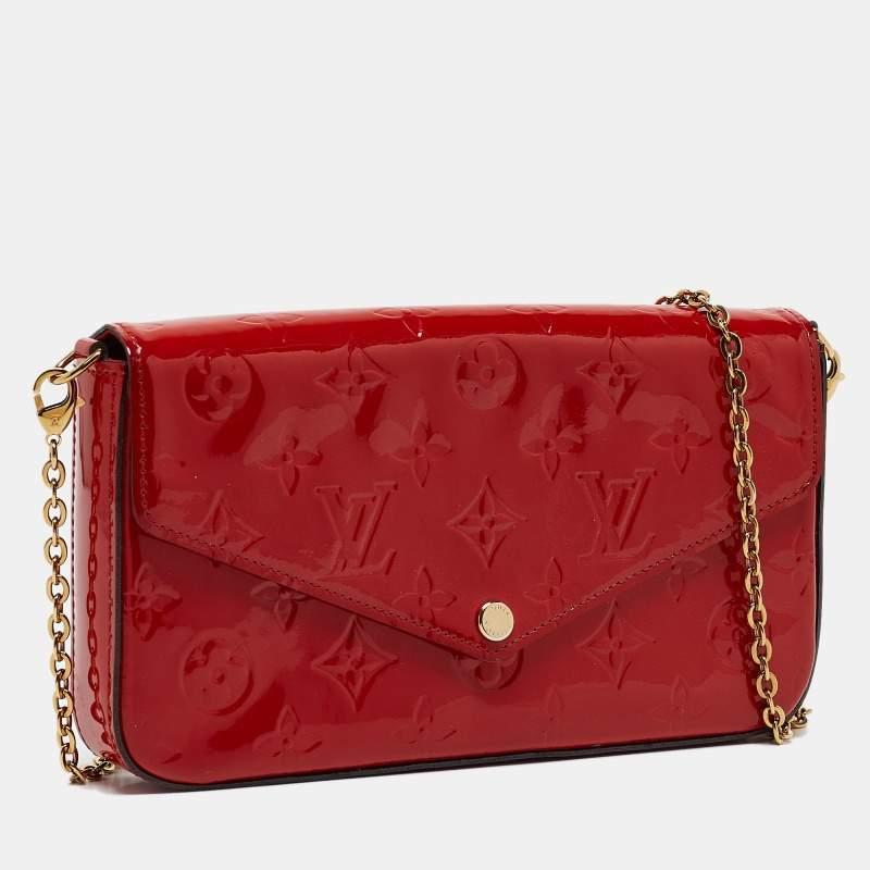 Red Louis Vuitton Cerise Monogram Vernis Felicie GM Pochette