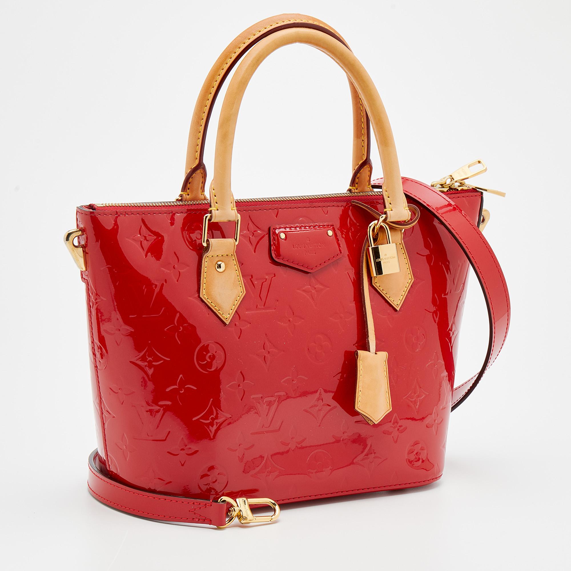 Red Louis Vuitton Cerise Monogram Vernis Montebello PM 2Way Bag
