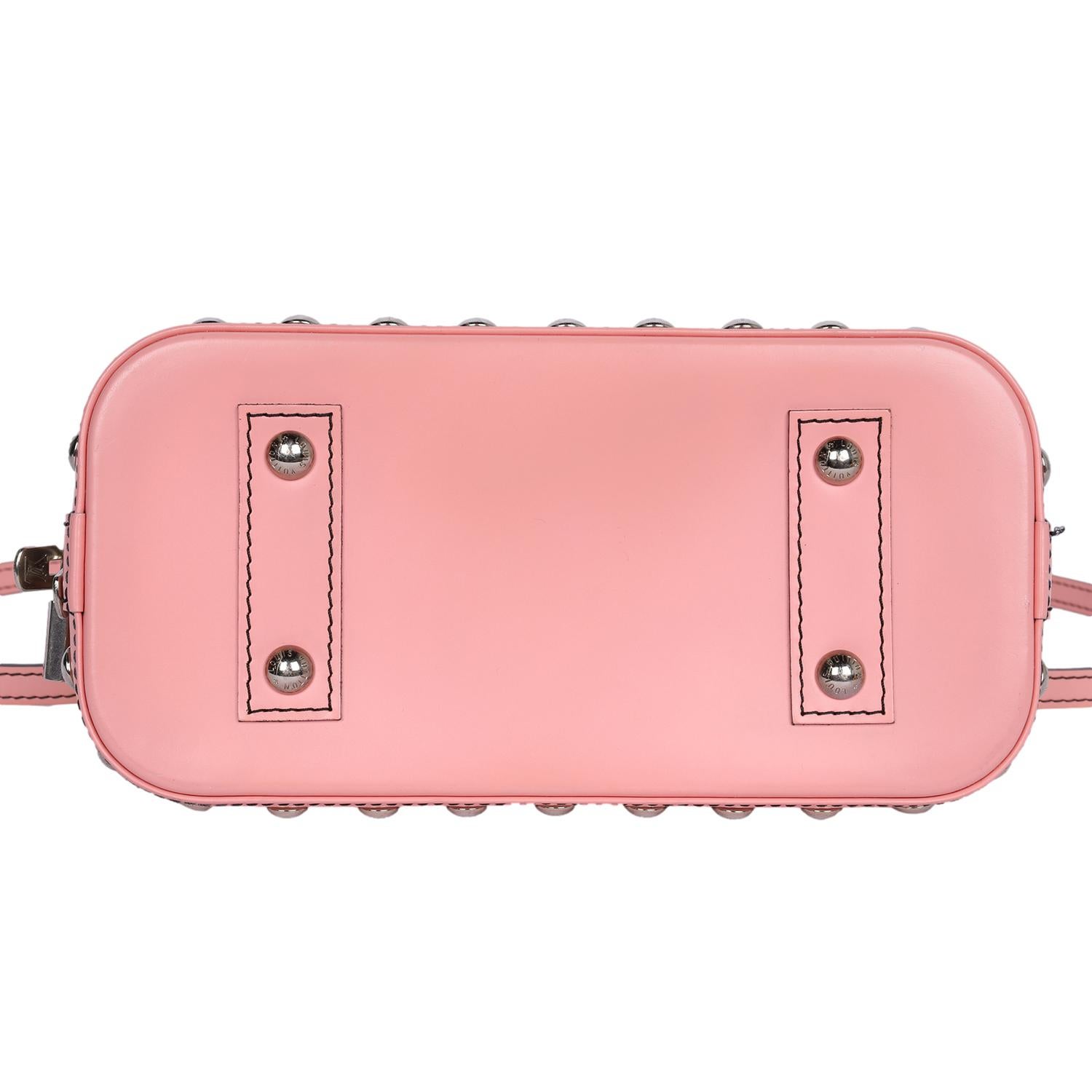 Louis Vuitton Chain Flower Alma BB Leather Mini Satchel Crossbody Pink For Sale 1