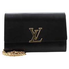 LOUIS VUITTON Calfskin Golden Chain Louise GM Noir Luxury Black