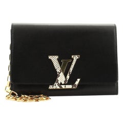 Louis Vuitton Chain Louise Clutch Leather with Python GM