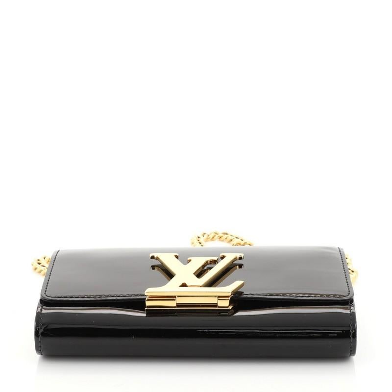 Black Louis Vuitton Chain Louise Clutch Patent MM