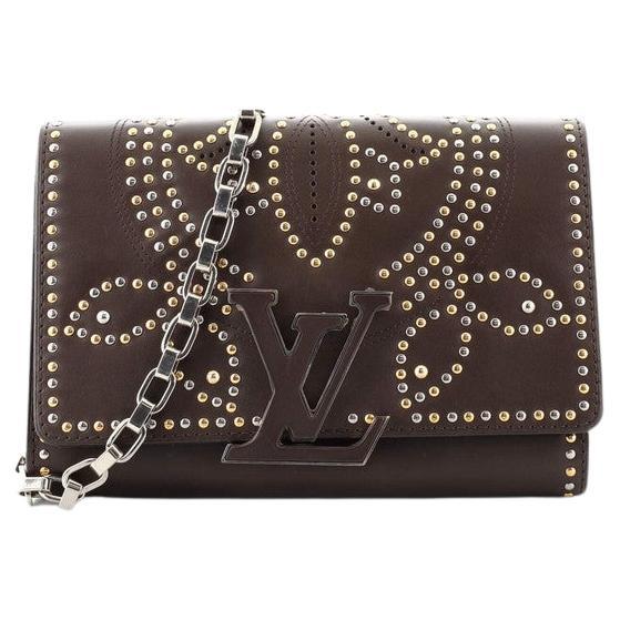 Louis Vuitton Chain Louise Clutch Studded Leather GM